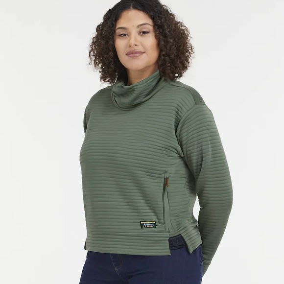 LLBean Airlight Funnelneck Pullover size XL green - Picture 2 of 8